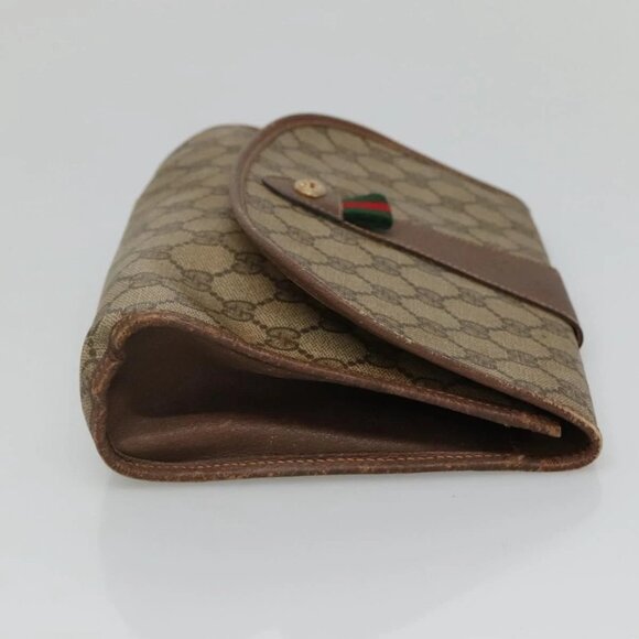 GUCCI GG Supreme Web Sherry Line Bag PVC Beige Brown - Picture 5 of 16